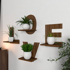 Love Text Alphabet Dark Walnut Planter Shelves Set Of 4