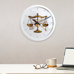 Law Scale Wooden Wall Clock for Lawyer's Office